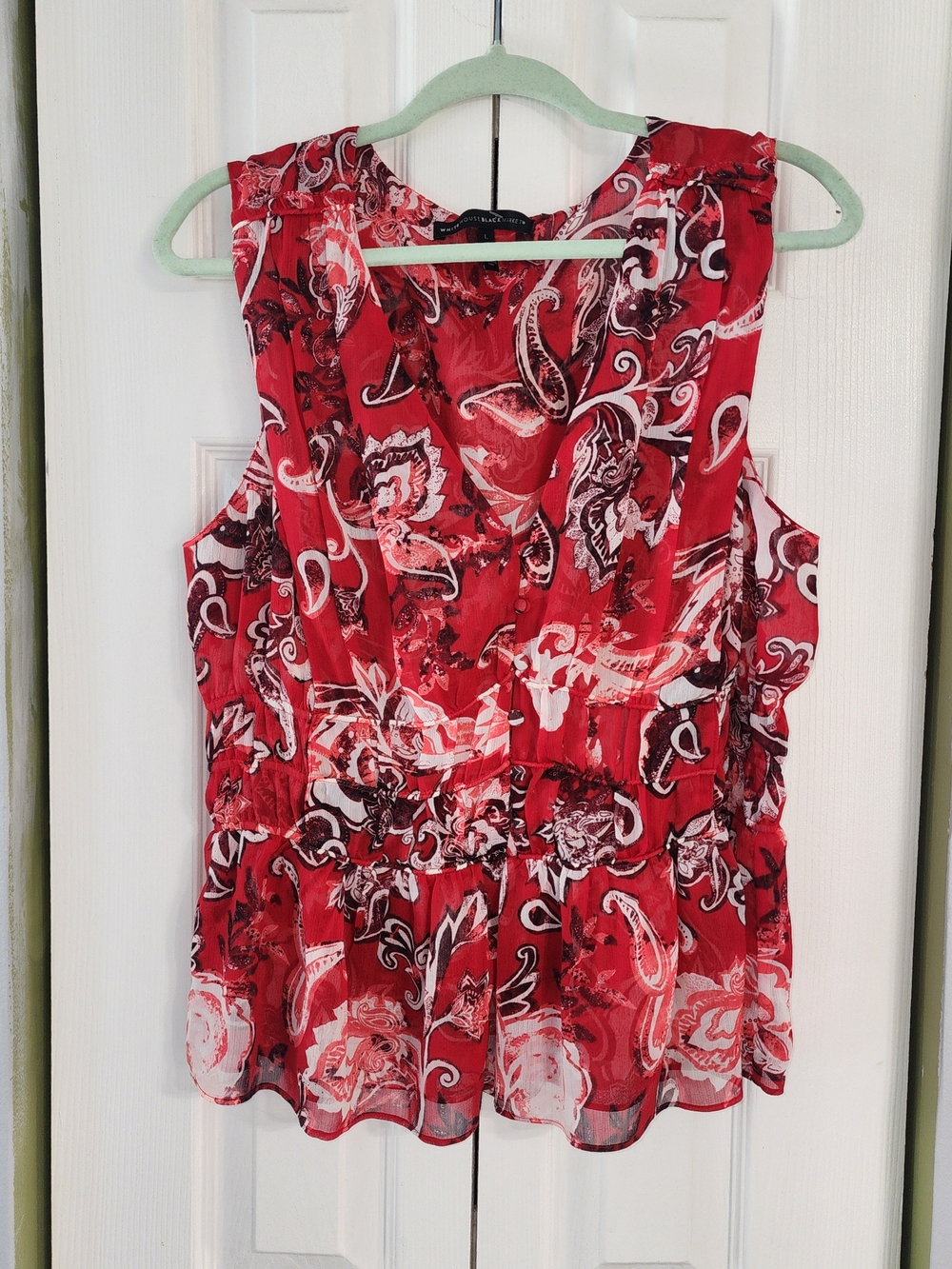 White House Black Market Red Paisley Peplum Camisole Romantic Festival Boho-Chic